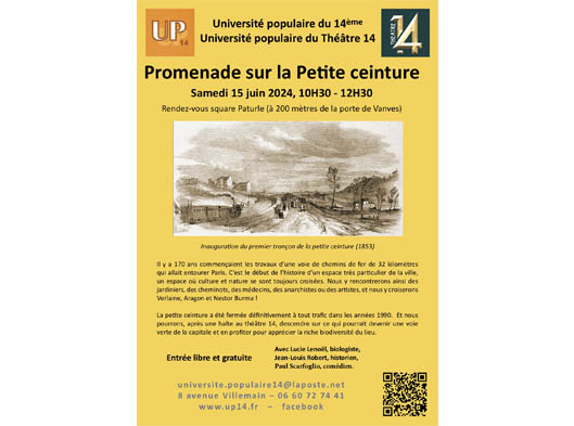 15 juin>>Promenade sur la Petite Ceinture organisé par l’UP14 avec le Théâtre 14